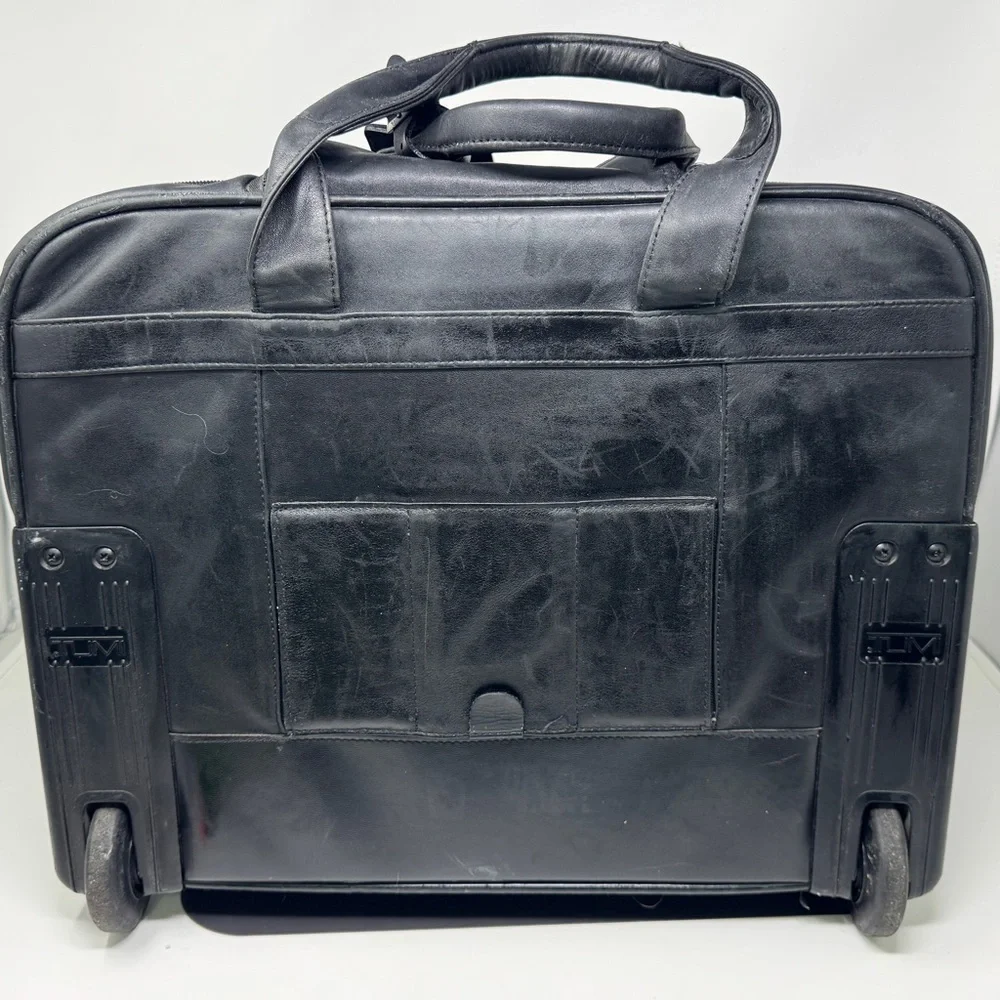 Tumi Leather 2-Wheeler Expandable Leather Laptop Briefcase #96003D4 Black